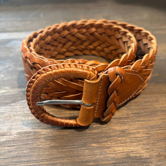 Tan Braided Leather Belt