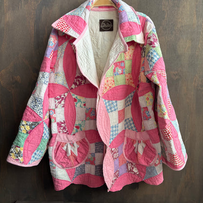 Vintage Pink Patchwork Quilt Jacket