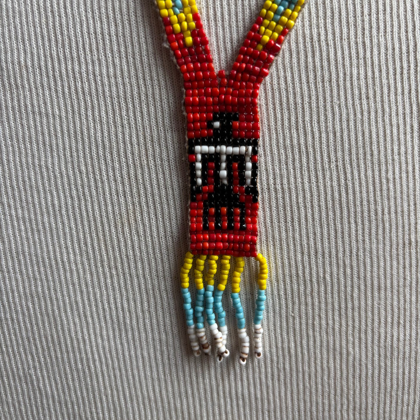 Seed Bead Thunderbird Necklace with Fringe