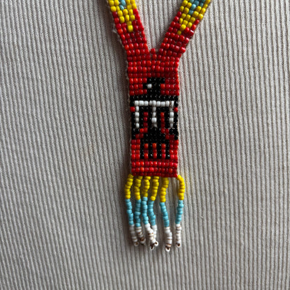 Seed Bead Thunderbird Necklace with Fringe