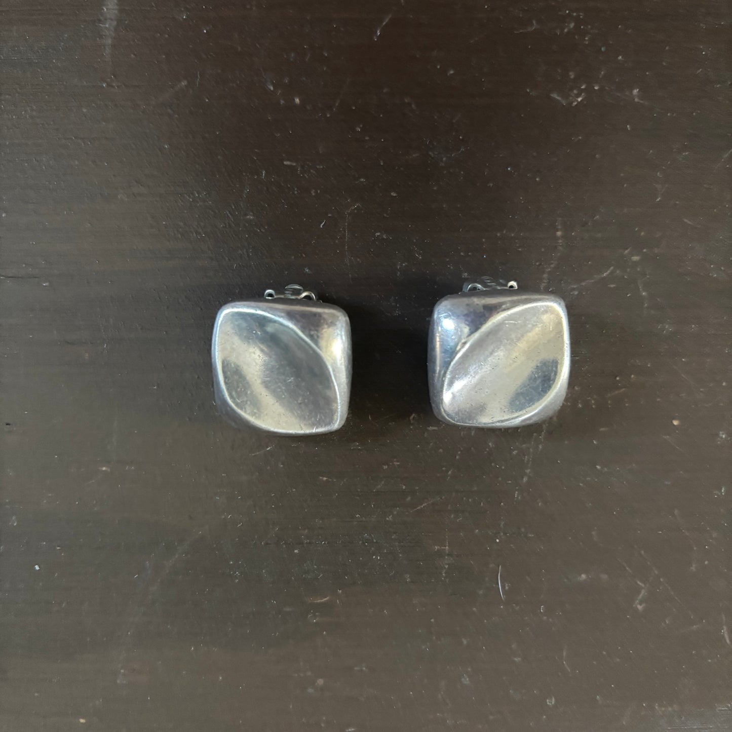 Sterling Silver Square Clip-On Earrings