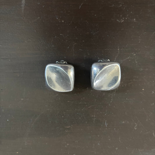 Sterling Silver Square Clip-On Earrings