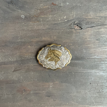 Gold Horse Head Belt Buckle