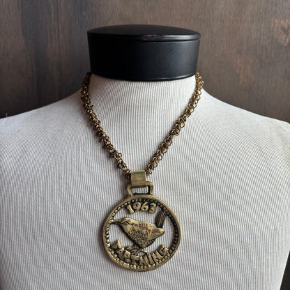 Mac Warman 1963 Farthing Medallion Necklace