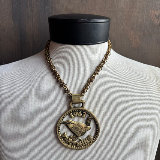 Mac Warman 1963 Farthing Medallion Necklace