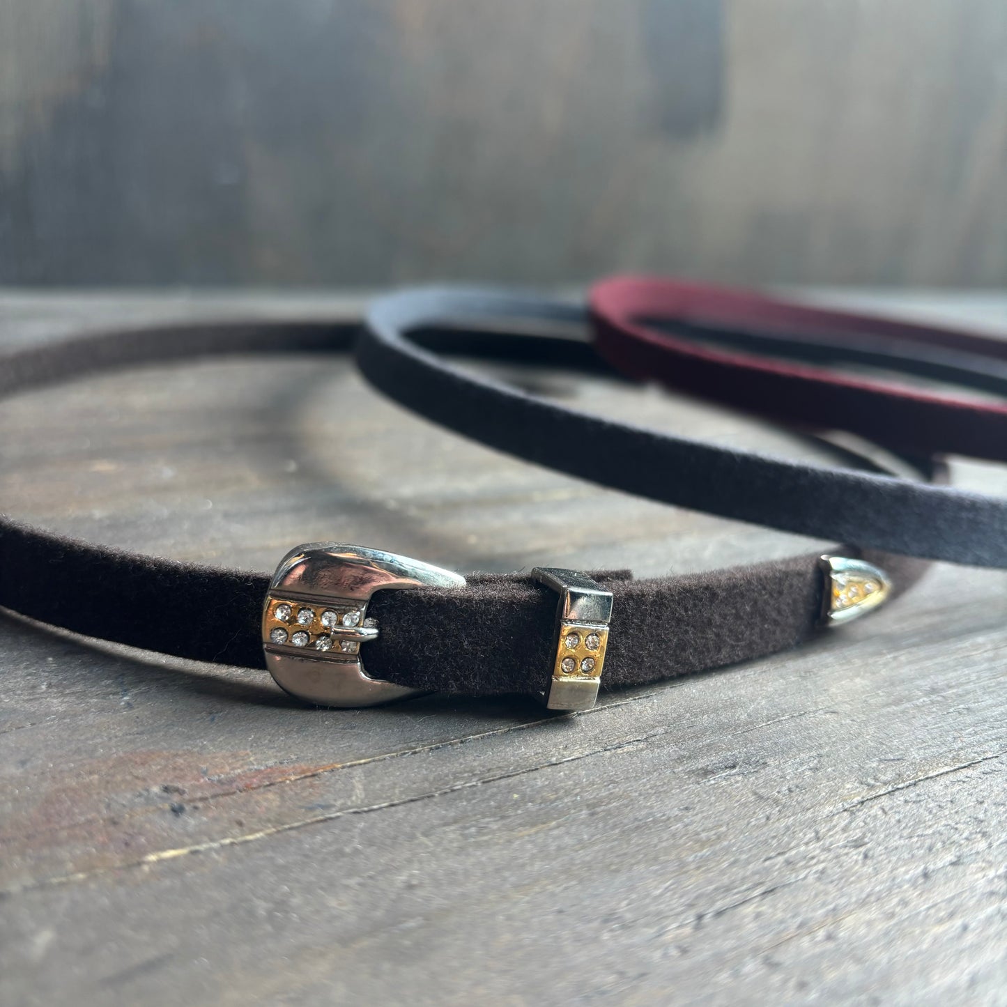 Felt Hat Band with Rhinestone Buckle