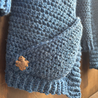 Handmade Blue Chunky Knit Cardigan
