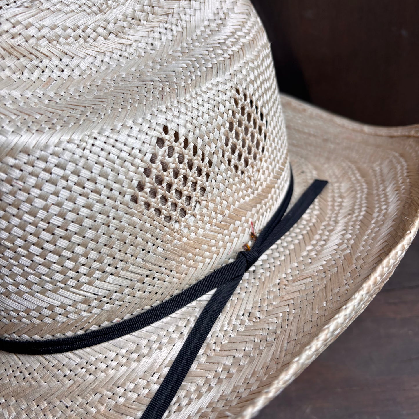 Stetson Straw Hat with Black Tie