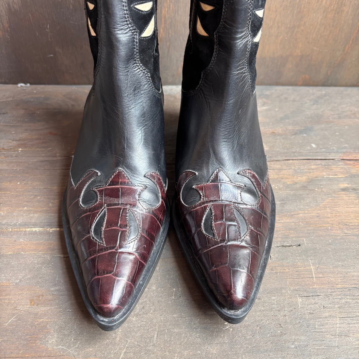 Two-Tone Cutout Boots