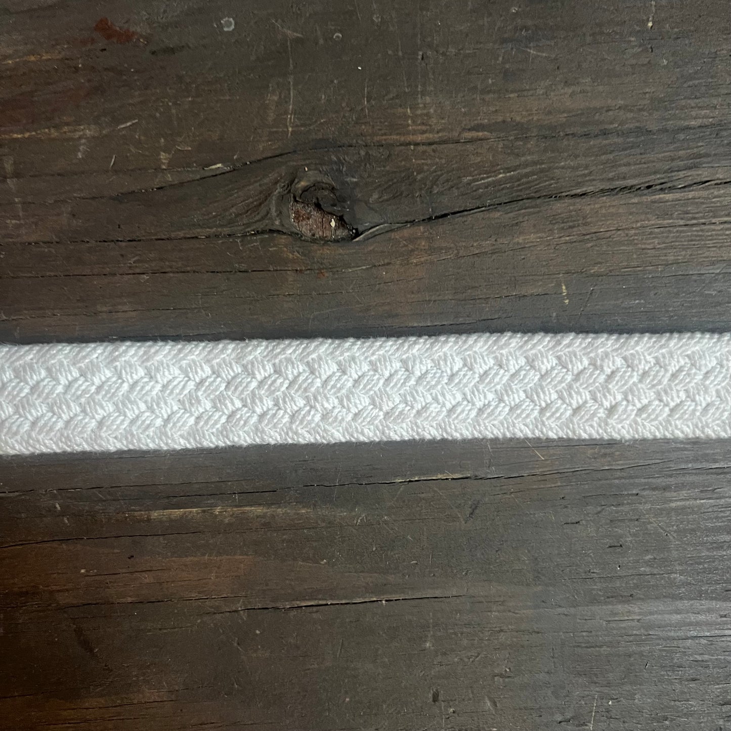 Woven White Belt with Leather Tips