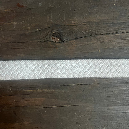 Woven White Belt with Leather Tips