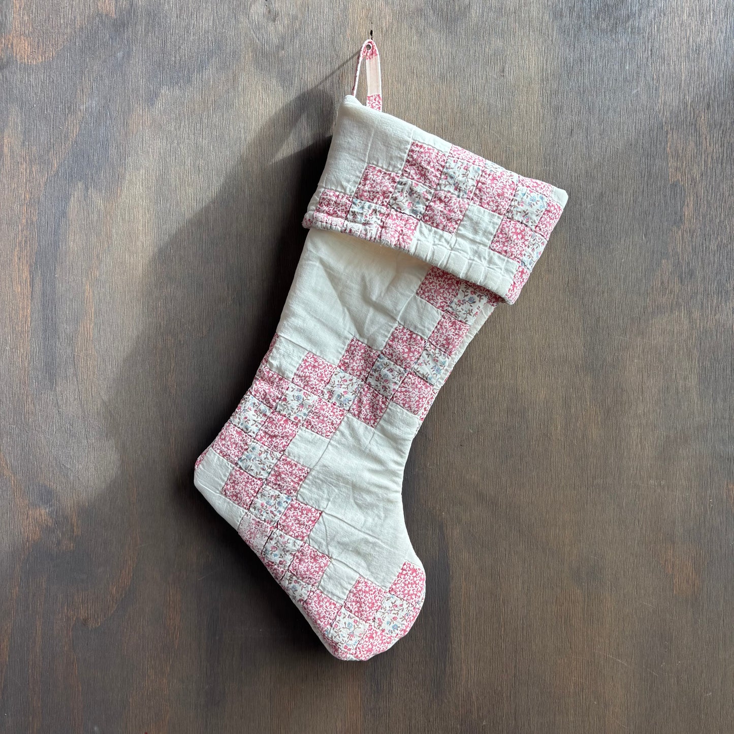 Vintage Pink Floral Quilt Stocking