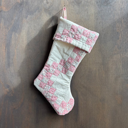 Vintage Pink Floral Quilt Stocking