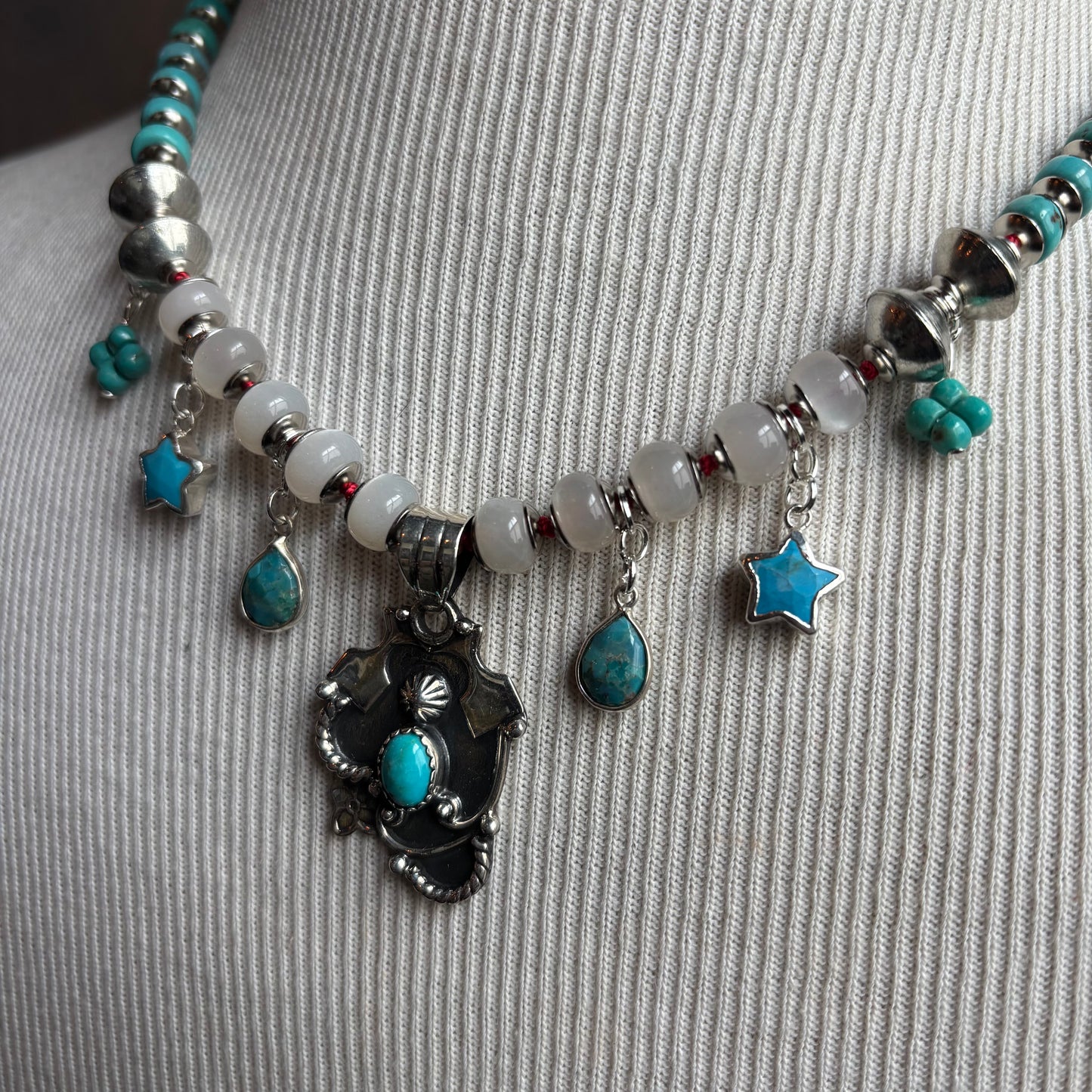 Ostrich Moon Western Pendant Necklace