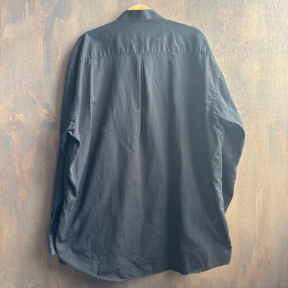 Moda Black Band Collar Button Up