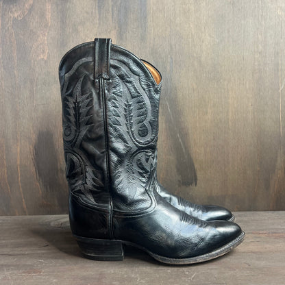 Tony Lama Black Leather Cowboy Boots