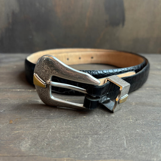 Black Faux Reptile Belt