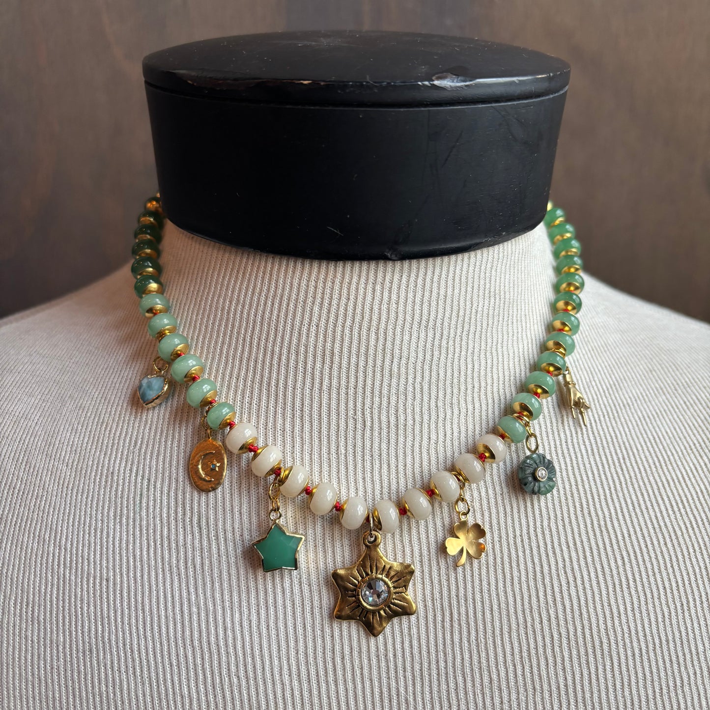 Ostrich Moon Star of David Charm Necklace