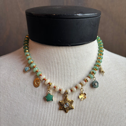 Ostrich Moon Star of David Charm Necklace