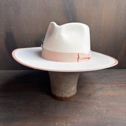 Cream Painted Brim Hat