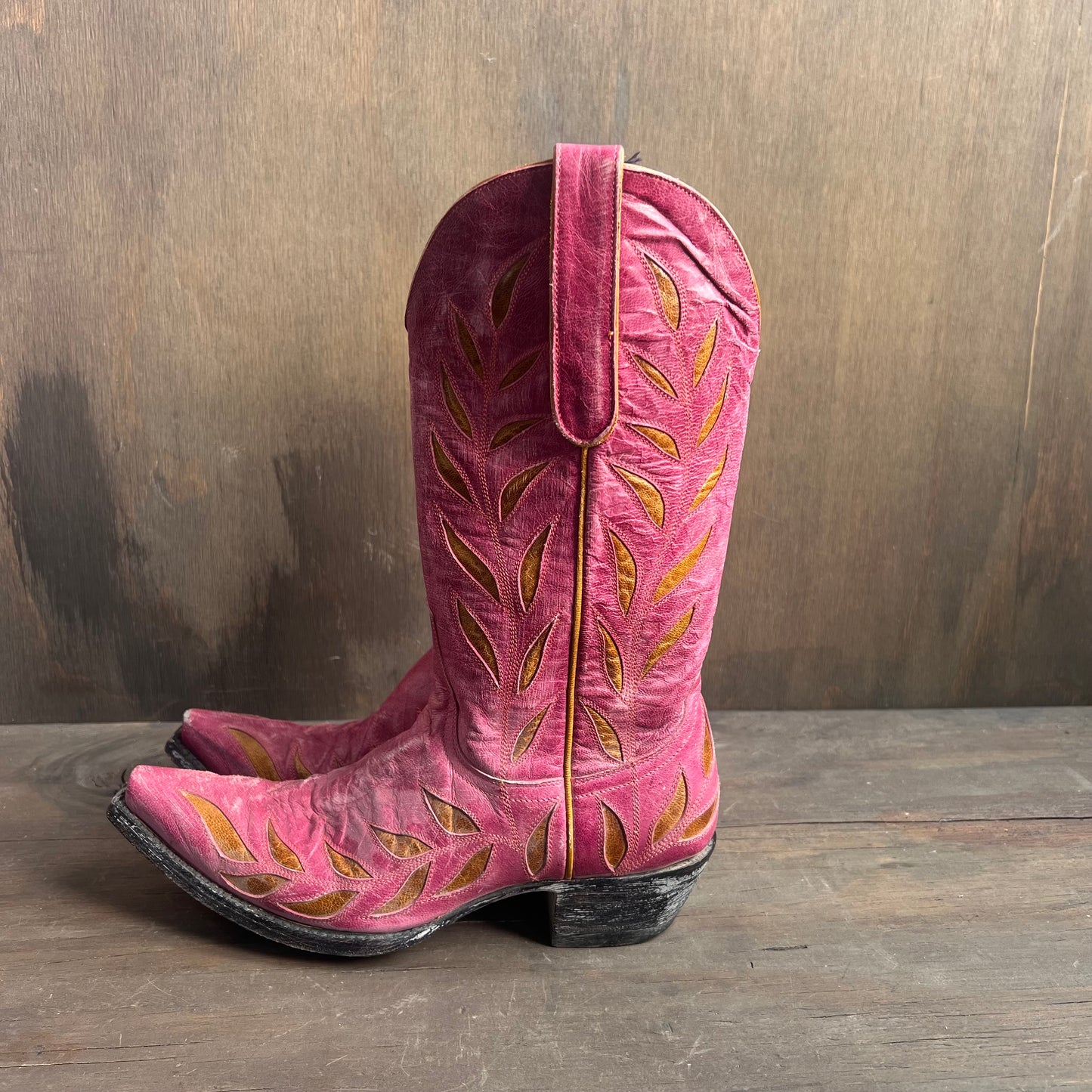 Old Gringo Pink Cowgirl Boots with Leaf Designs