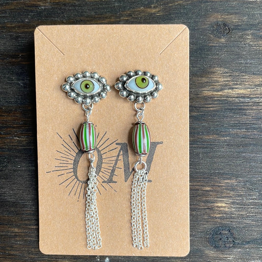 Ostrich Moon Eye Earrings