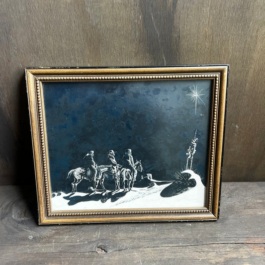 Cowboys Riding in the Desert Framed Art Print