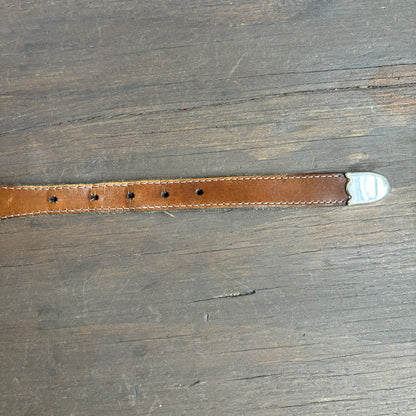 Brown Leather Belt with Silver Animal Details