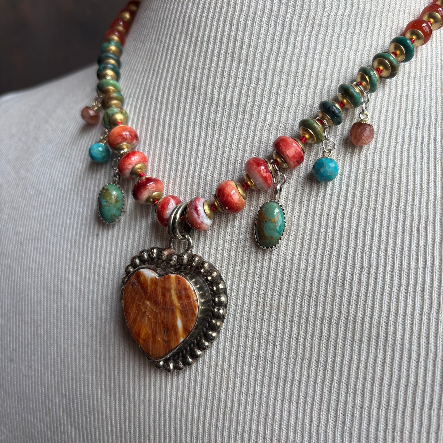 Ostrich Moon Heart Pendant Necklace