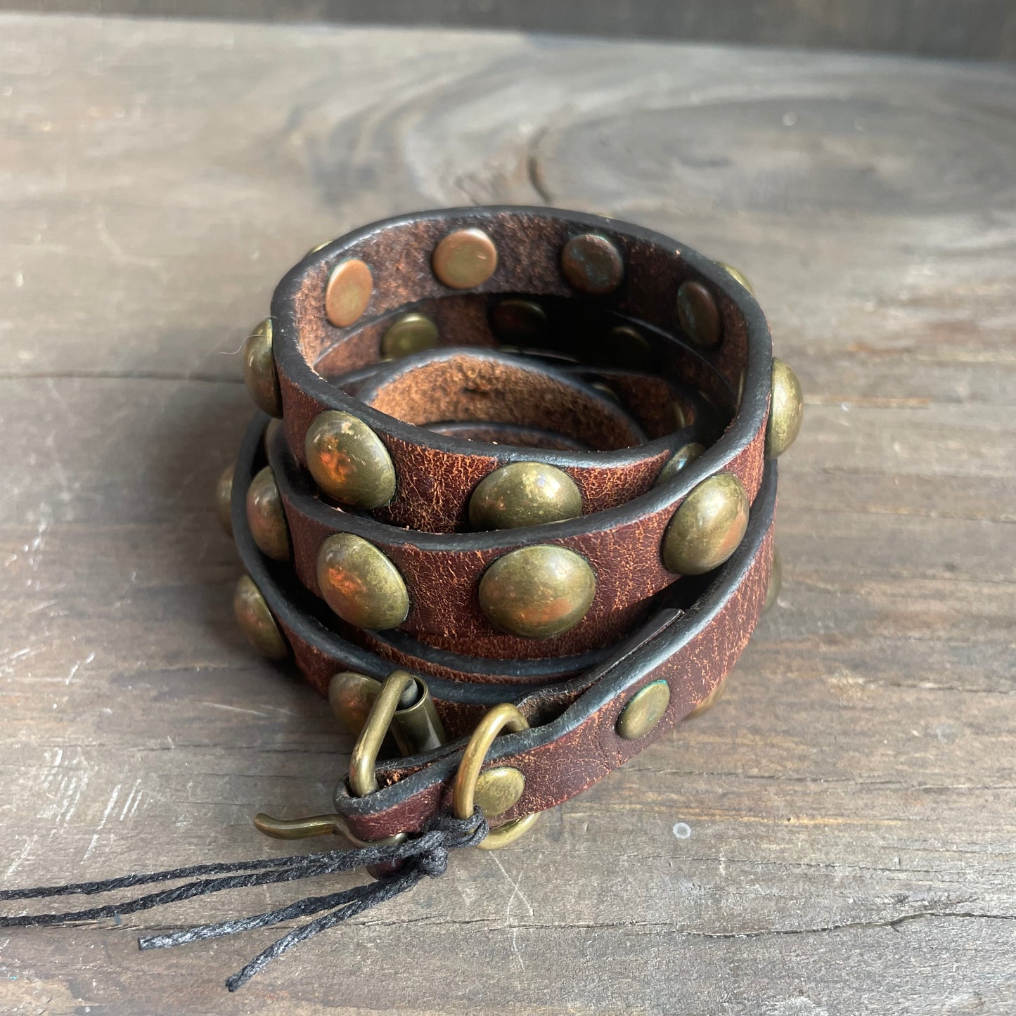 Vintage studded leather belt