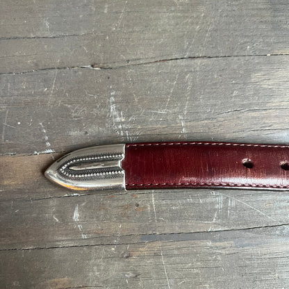 Brown Leather Belt with Silver Golfer Conchos
