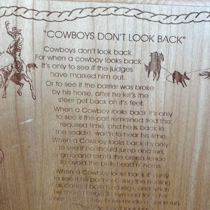 “Cowboys Don’t Look Back” Wood Poem Plaque