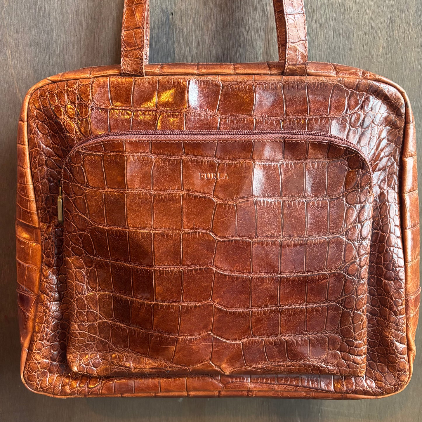 Furla Tan Reptile Shoulder Bag