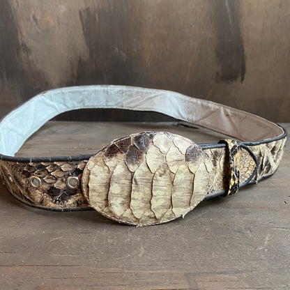 Snakeskin leather belt and buckle