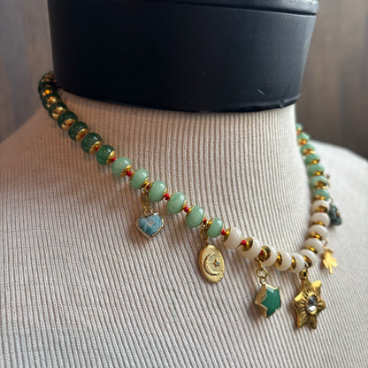 Ostrich Moon Star of David Charm Necklace