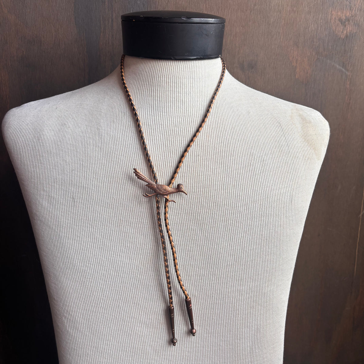 Vintage Roadrunner Bolo on Two-Tone Tie
