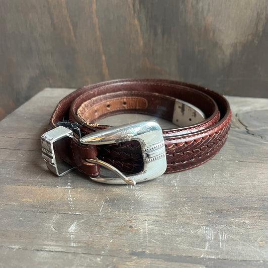 Brown Leather Belt with Silver Golfer Conchos