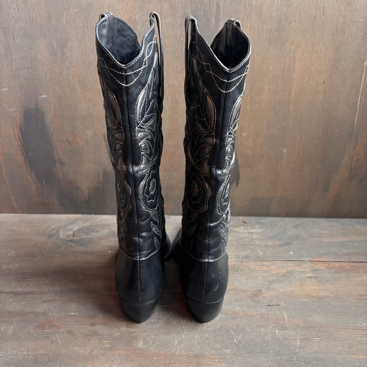 Two-Tone Floral Boots