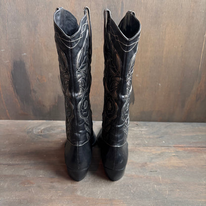 Two-Tone Floral Boots