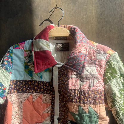 Vintage Colorful Quilt Cropped Jacket