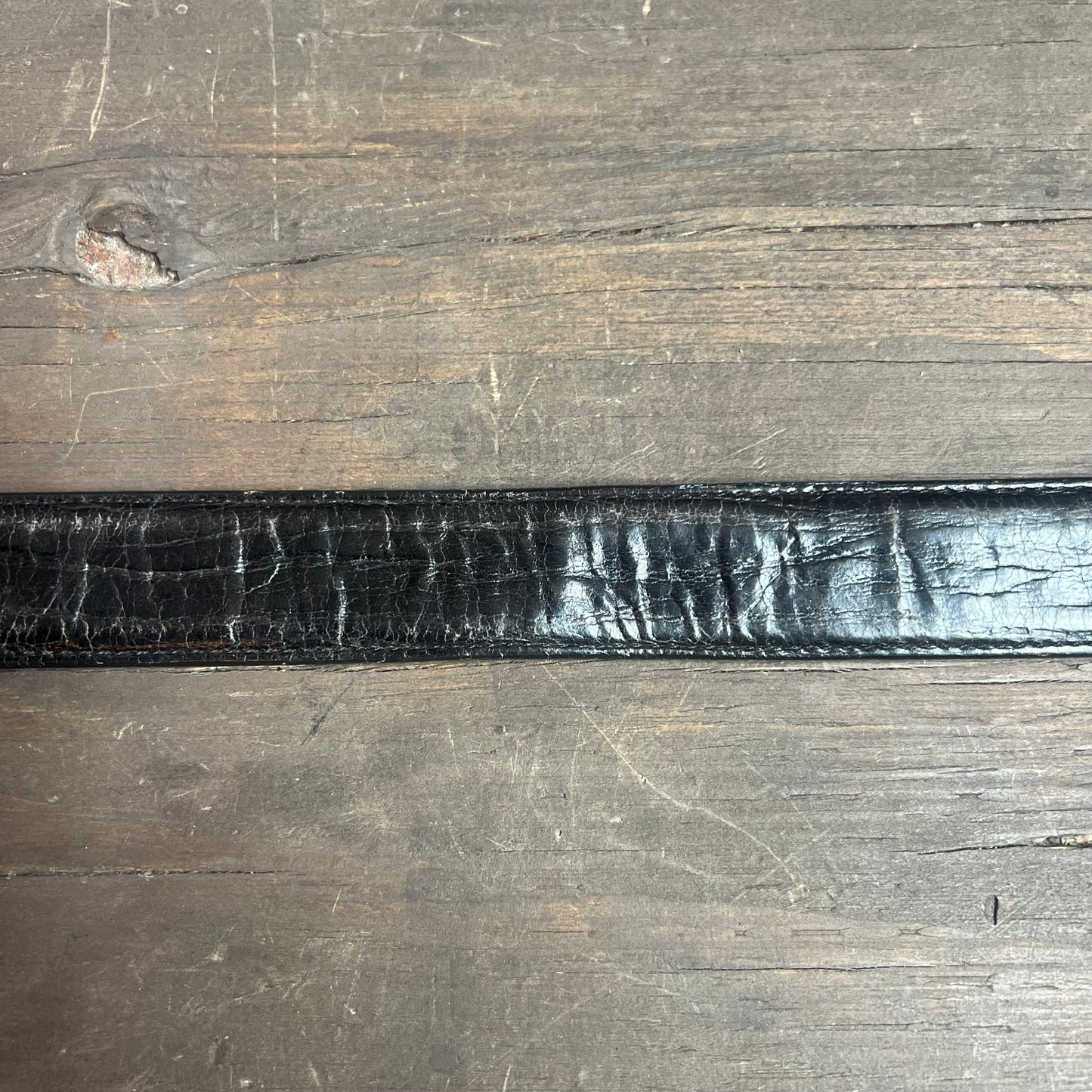 Black Leather Belt with Silver Tip