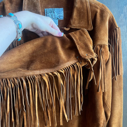 Leather City Brown Fringe Coat