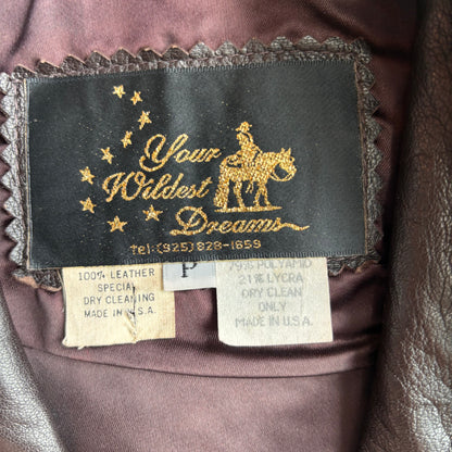 Vintage Bedazzled Black Leather Vest