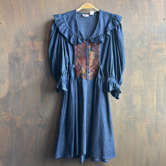 Vintage Denim Ruffle Dress