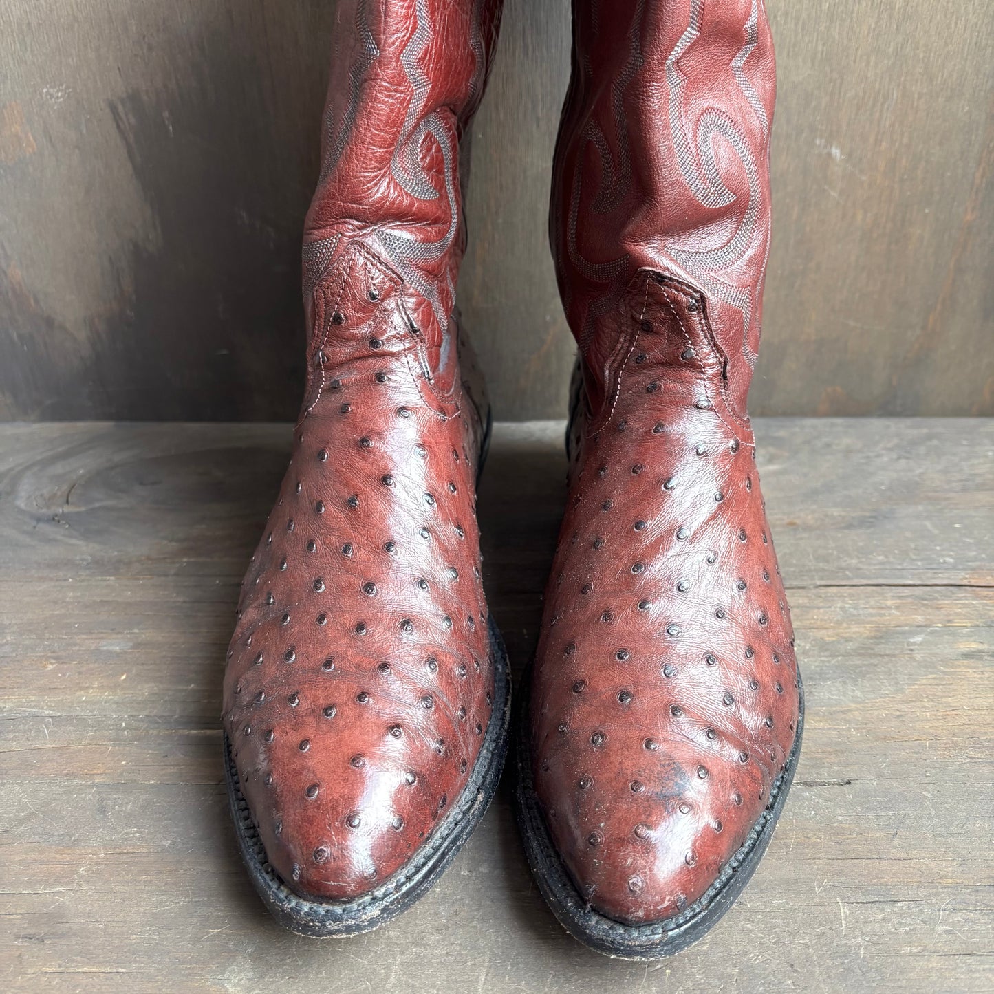 Nocona Rust Ostrich Foot Boots
