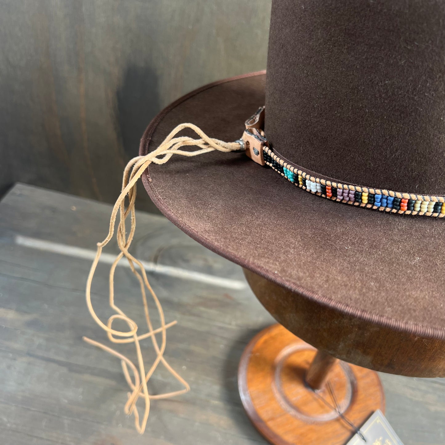 Beaded Leather Hat Band