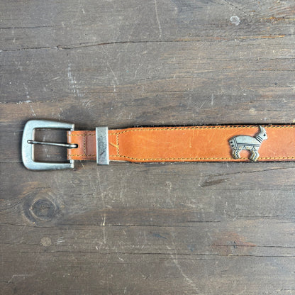 Tan Leather Belt with Animal Studs