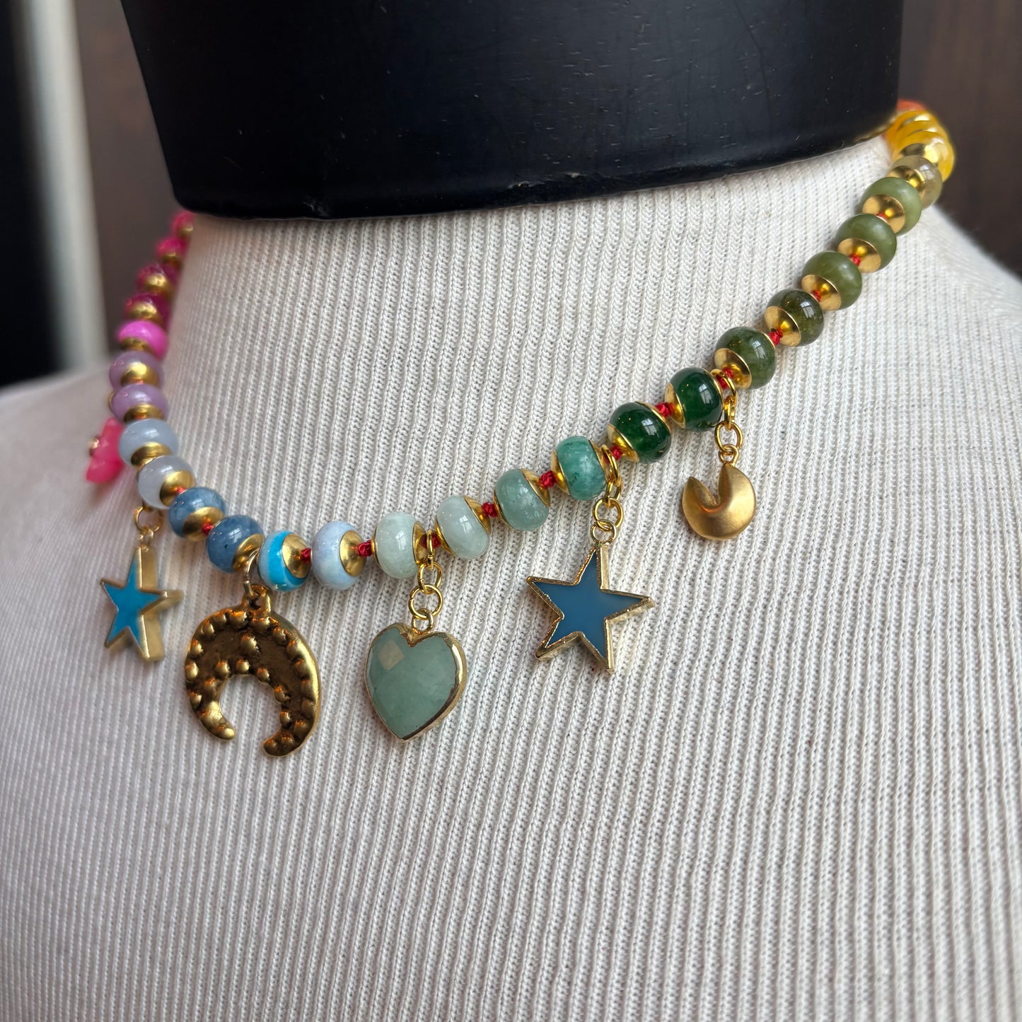 Ostrich Moon Gold Plated Moon Charm Necklace