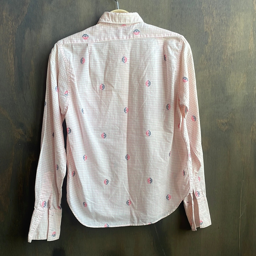 Custom Embroidered Vintage Pink Button Down