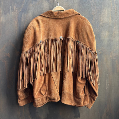 Fringed Leather Bomber Jacket
